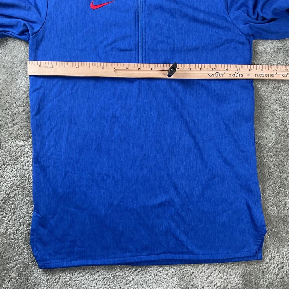 Nike Quarter Zip Pullover Mens Small Blue Red Swoosh Long Sleeve Fleece Top